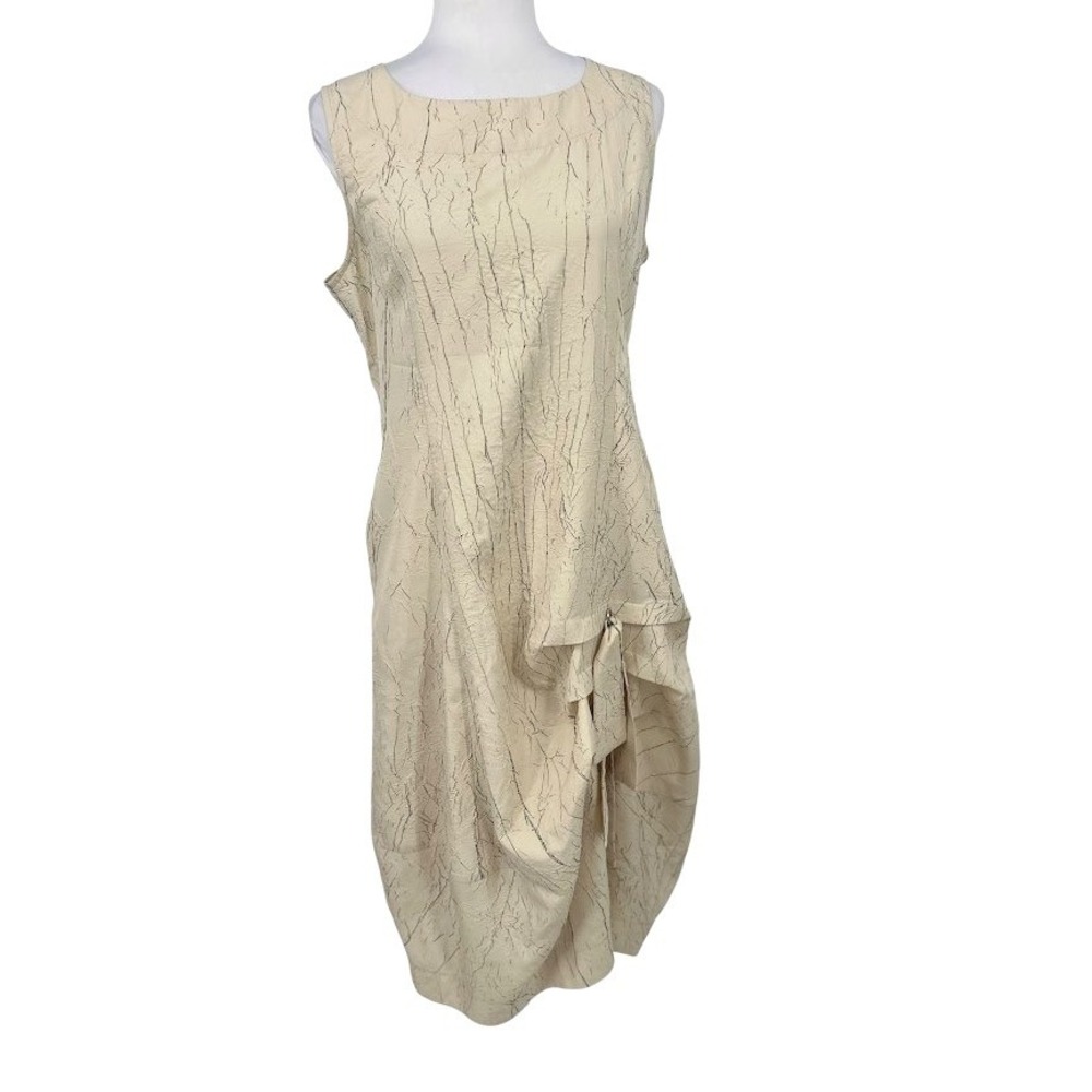 IC Collection Dress S Lagenlook Art to Wear Asymmetrical Draped Bubble Hem USA
